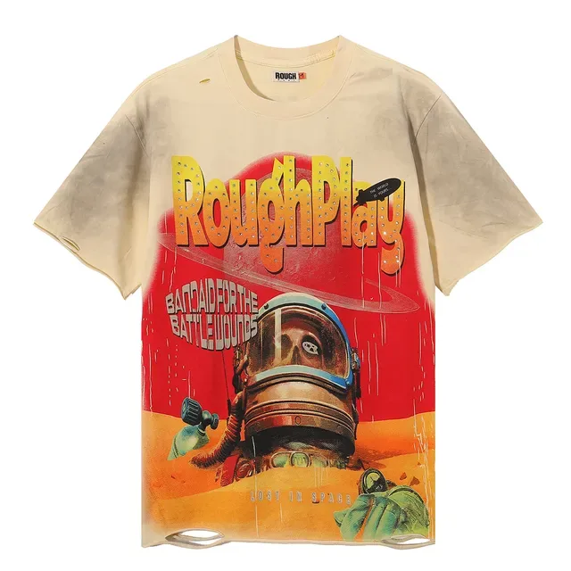 Camiseta oversized Rough Play estampa gráfica desgastada 6