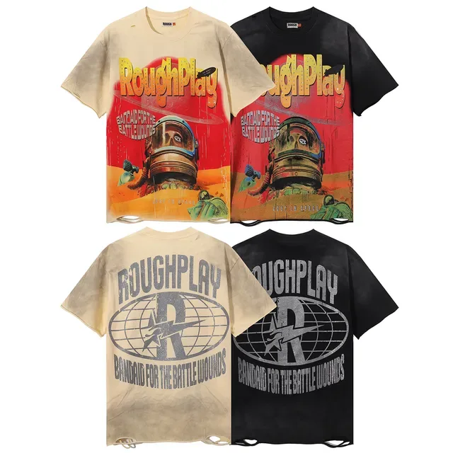 Camiseta oversized Rough Play estampa gráfica desgastada 7