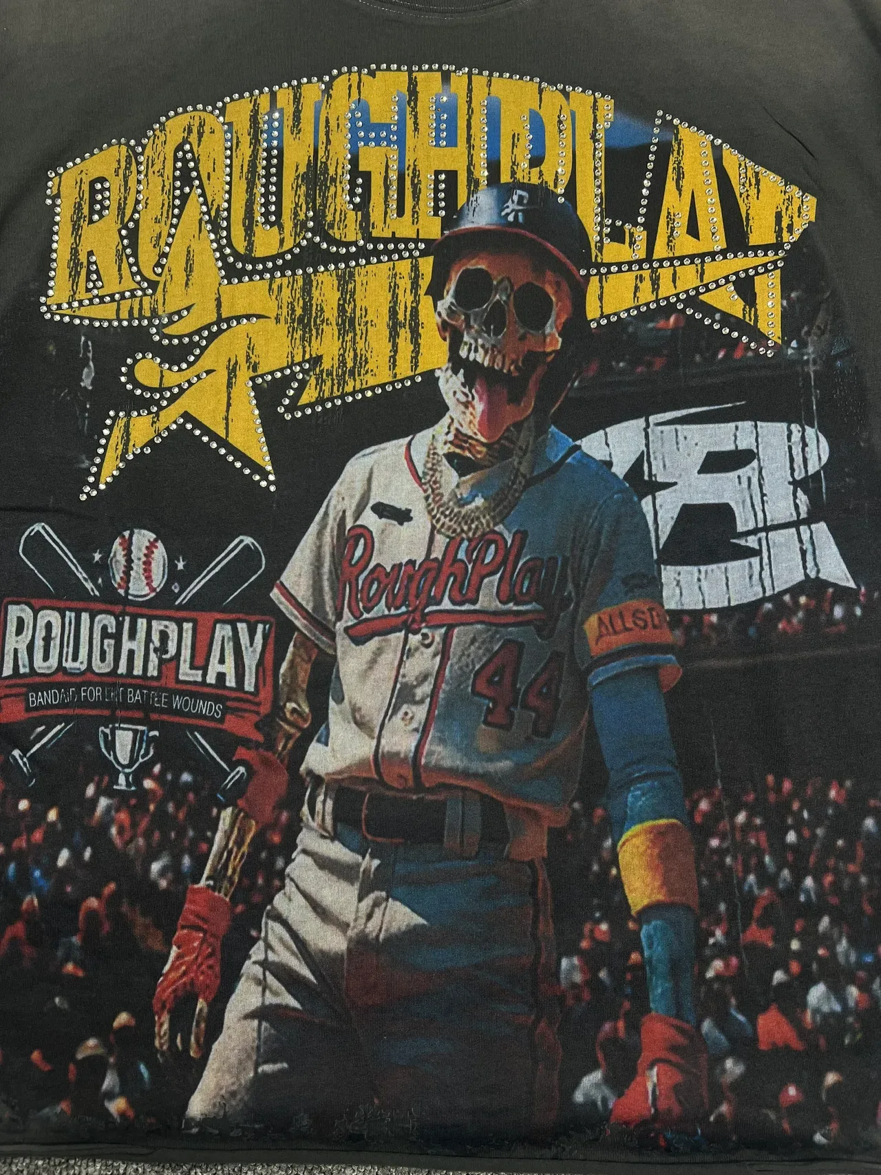Rough Play Skull Baseball Graphic T-Shirt 2