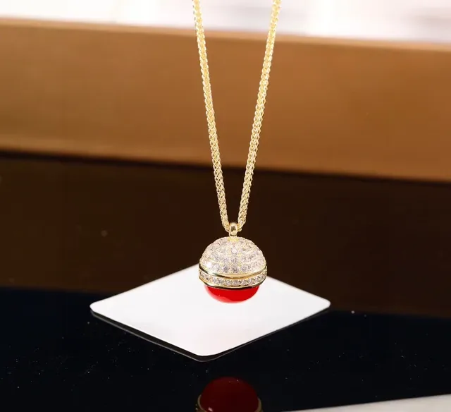 Round Red Cabochon Bezel Pendant Necklace 5