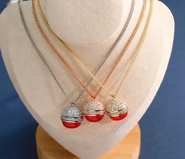 Round Red Cabochon Bezel Pendant Necklace 10