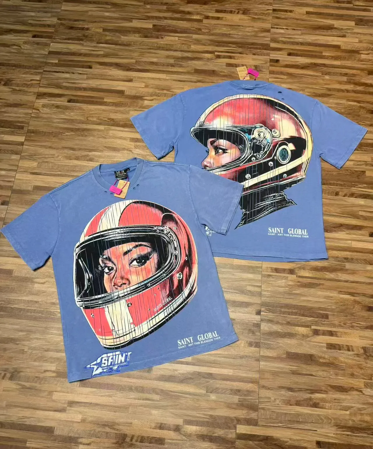SAINT GLOBAL Helmet Graphic Print T-Shirt 14