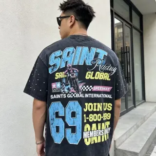 Saints Department Racing Global camiseta gráfica negra desgastada