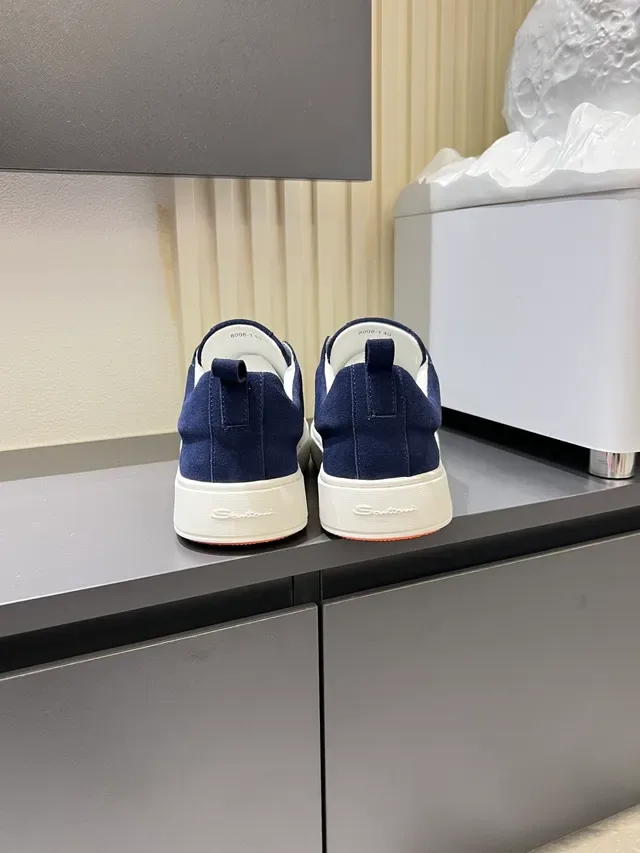 Santoni Navy Suede Slip-On Lifestyle Sneakers 2