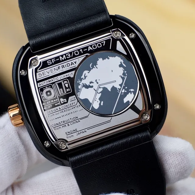 SevenFriday 自动 黑色 金 镂空 几何 笼 不对称 表盘 布局 机械 表 4