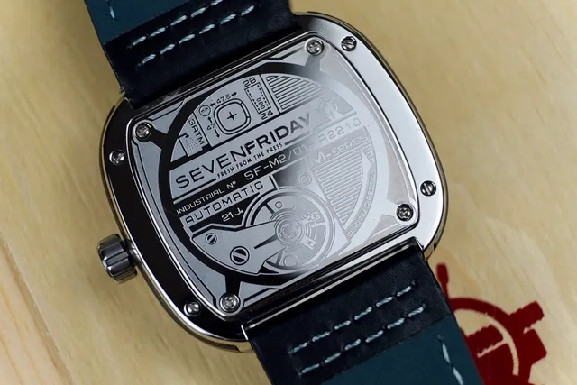 SevenFriday P-Series Silver Black Square Cushion Case Multi-Tiered Rotating Disc Dial Mechanical Watch 5