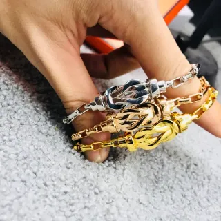 Silver and Gold Knot Charm Chain Link Bracelets