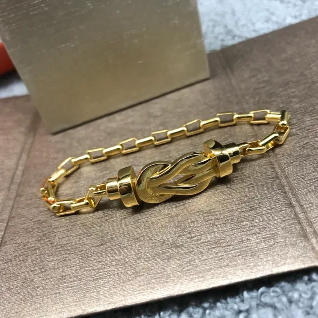 Silver and Gold Knot Charm Chain Link Bracelets 4