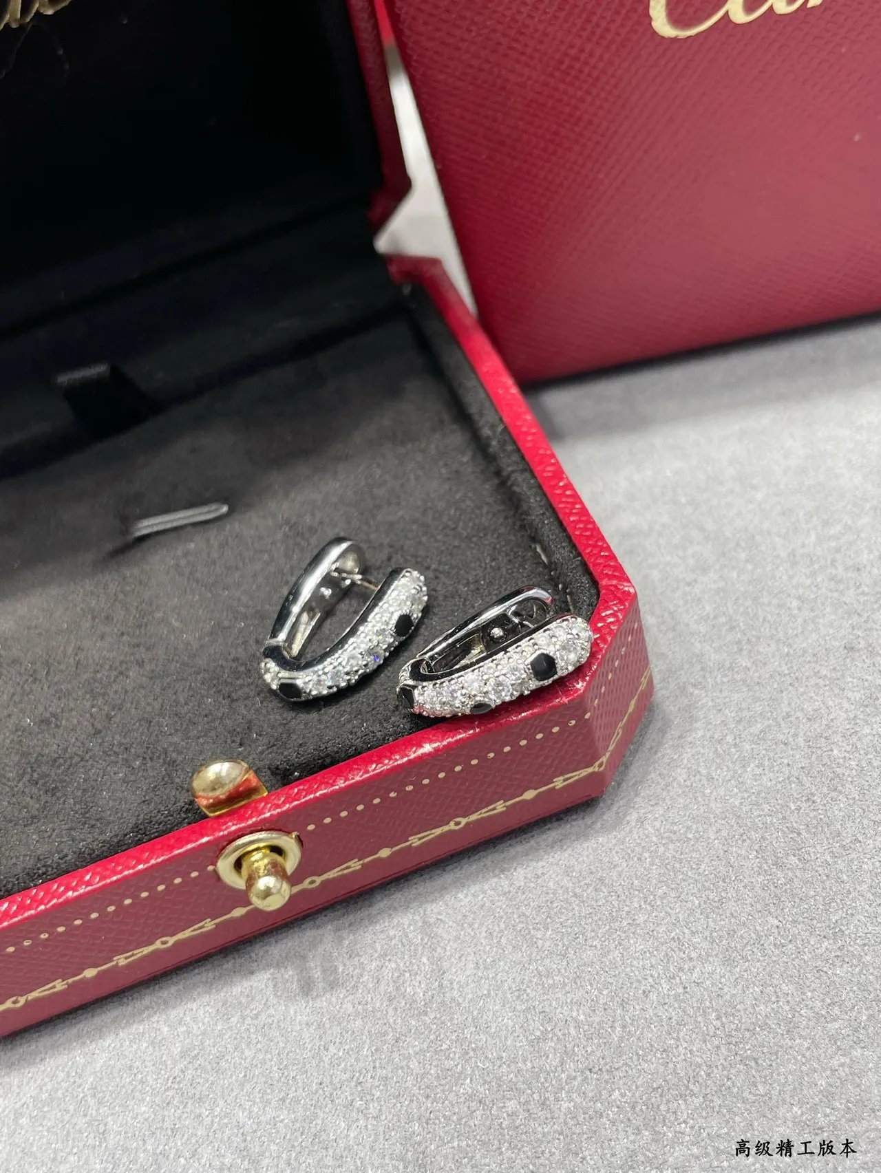 Silver Black Pavé-Set Accent Stones Earrings 6