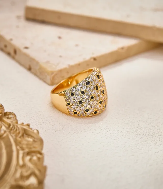 Silver Black Pavé-Set Dome-Shaped Ring 6