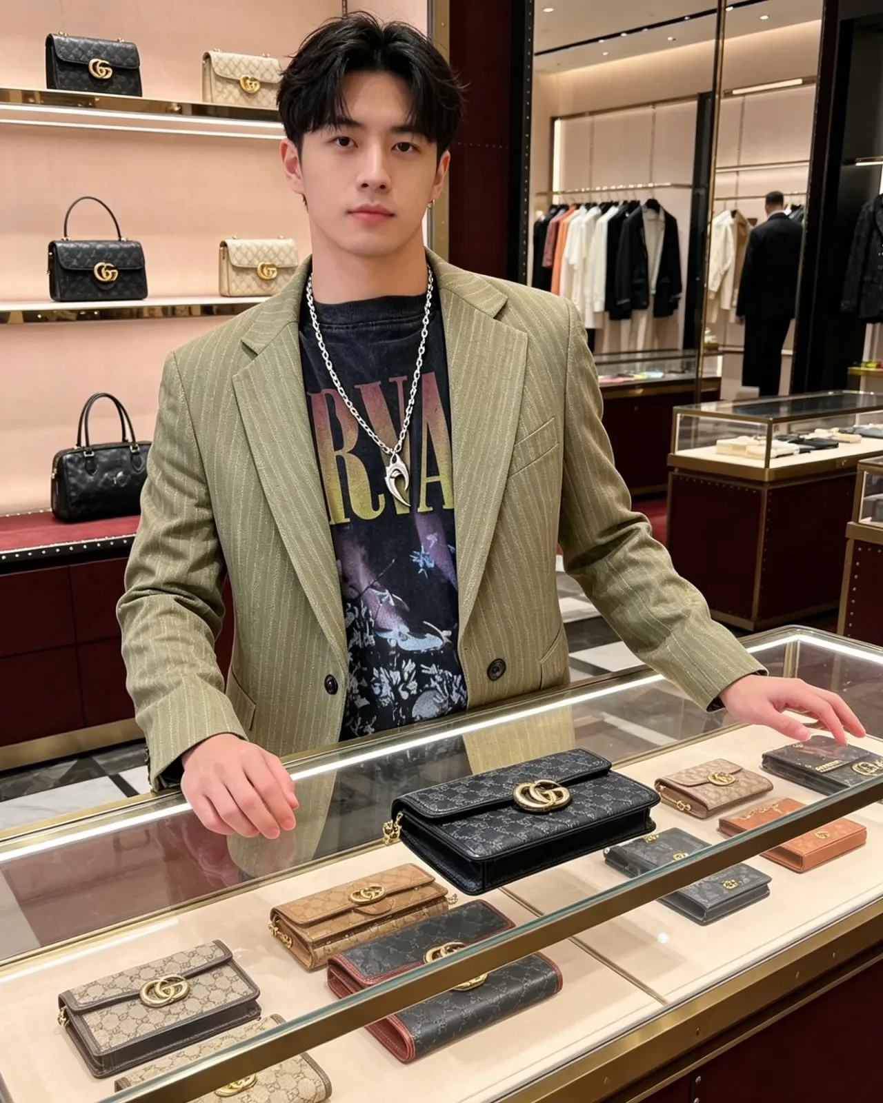 Silver Chunky Mariner-Link Chain Textured Section Necklace 8