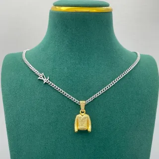 Silver Gold Curb Chain Jacket-Shaped Pendant Jewelry