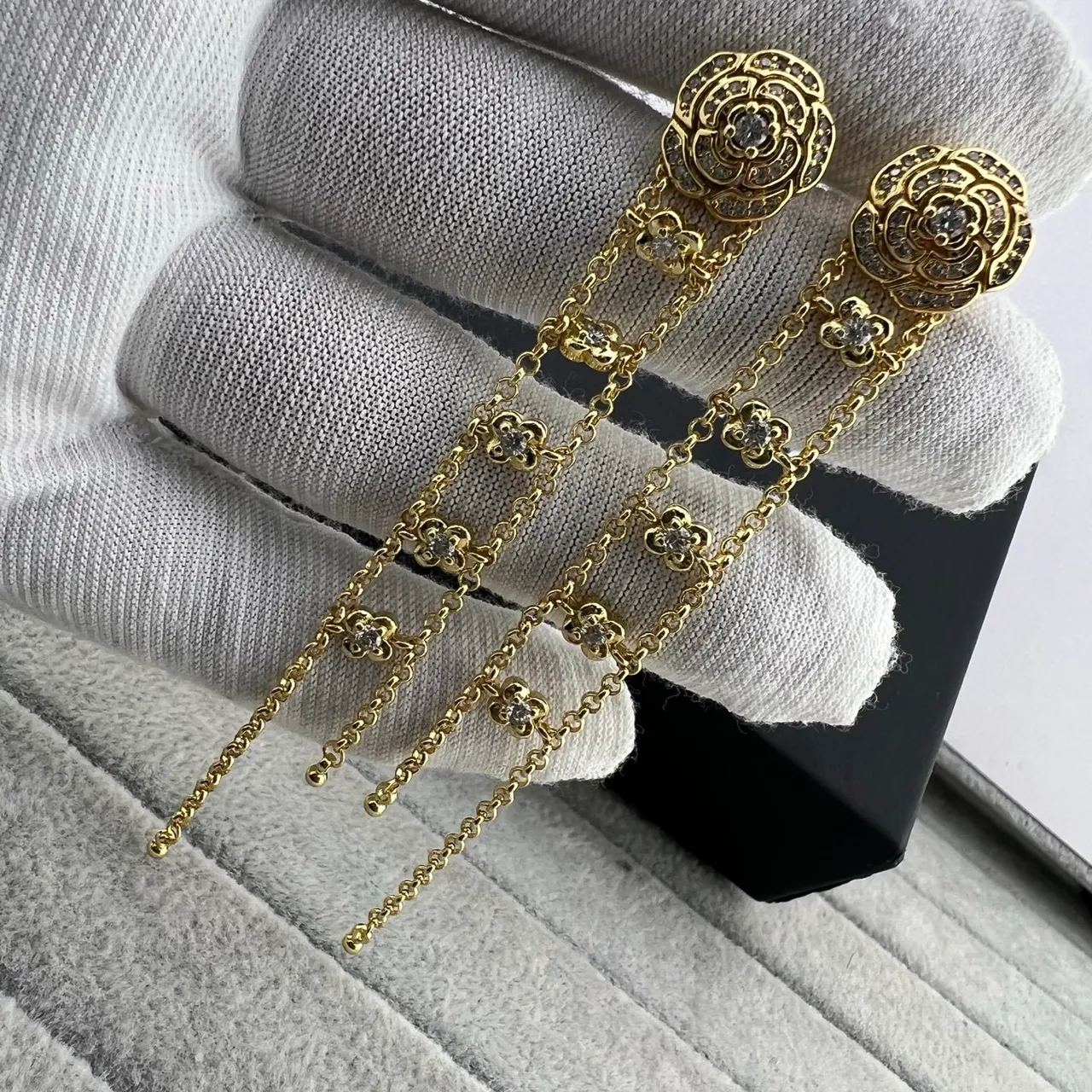 Bracelet argent et or motif floral Pavé-Set de pierres 3