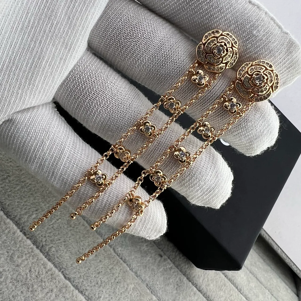 Bracelet argent et or motif floral Pavé-Set de pierres 4