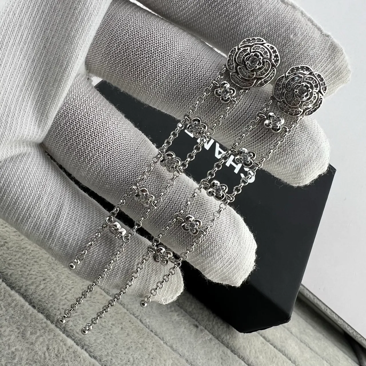 Bracelet argent et or motif floral Pavé-Set de pierres 5