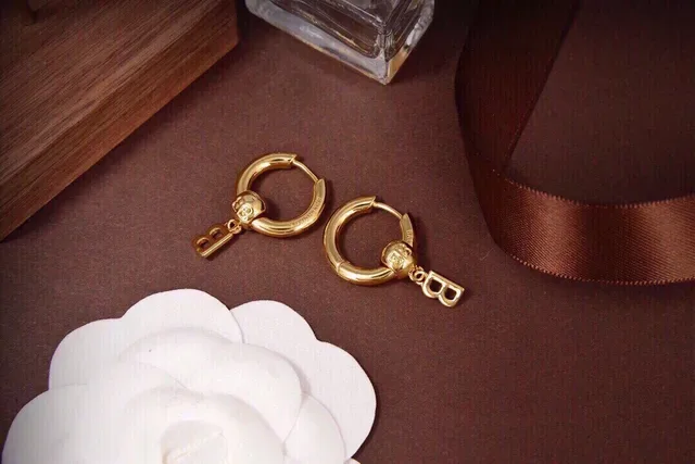 Silver Gold Hoop Dangling Letter Charm Earrings 7