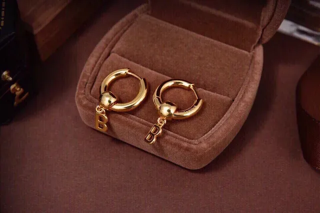 Silver Gold Hoop Dangling Letter Charm Earrings 8