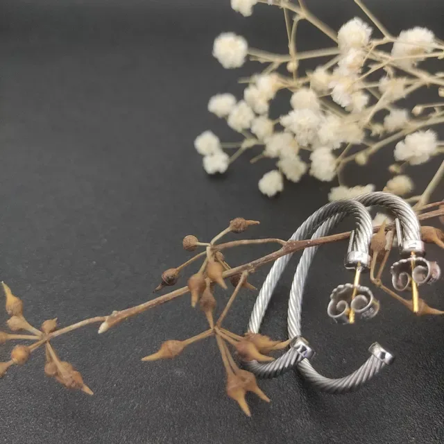 Silver Gold Twisted Cable Hoop Earrings 8