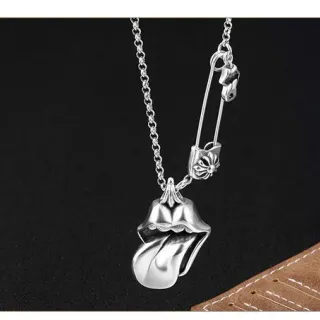 Silver Lips-Shaped Pendant Necklace