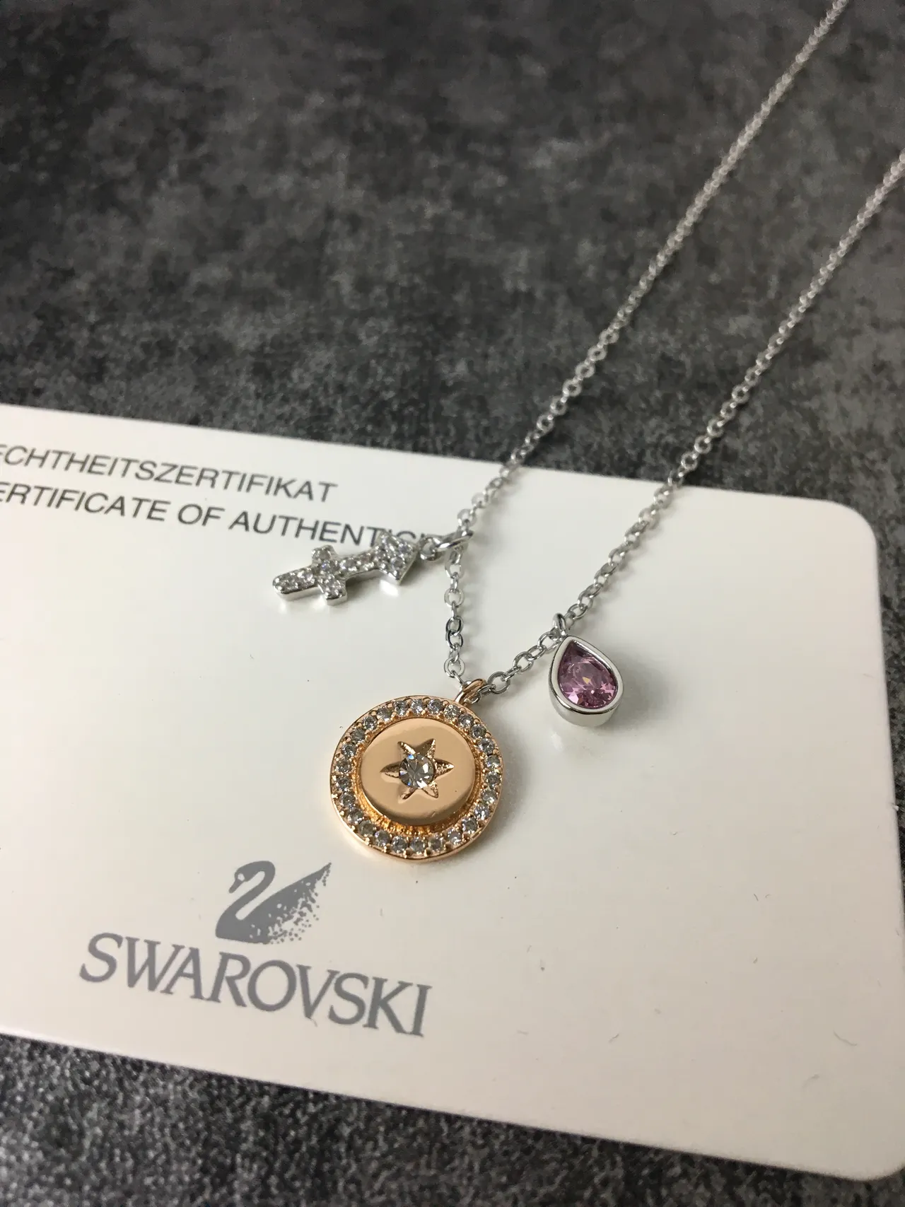 Silver Pink Multi-Charm Pendant Pavé-Set Stones Necklace 6