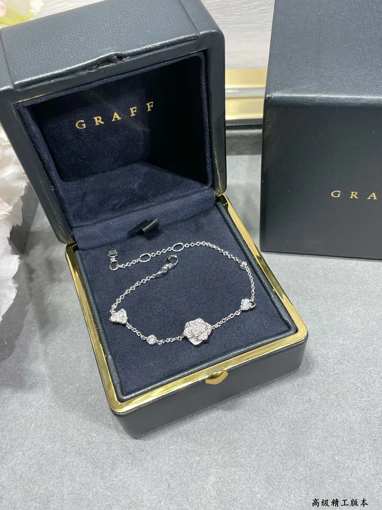 Silver-Tone Floral Pave and Round Stone Chain Bracelet 6