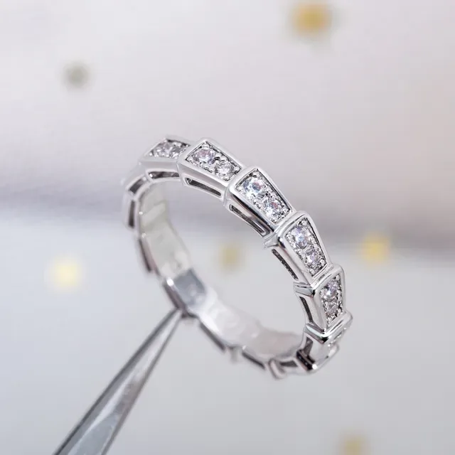 Silver-Tone Geometric Channel-Set Pavé Ring 7