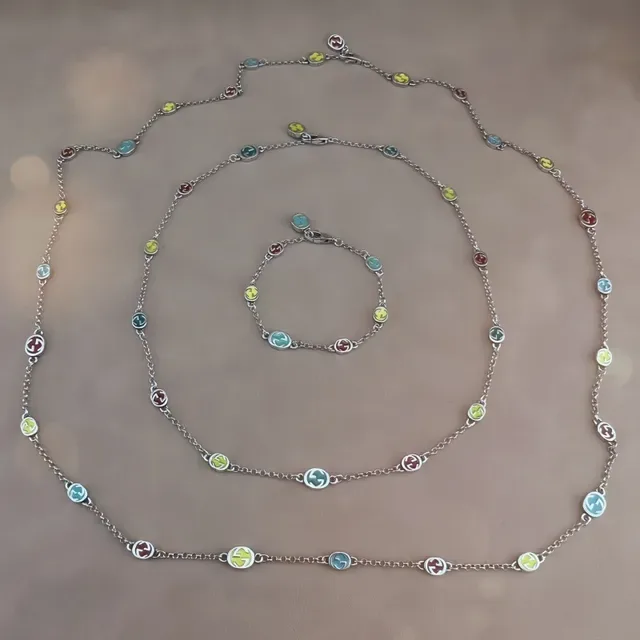 Silver-Tone Multi-Gem Station Necklace 8