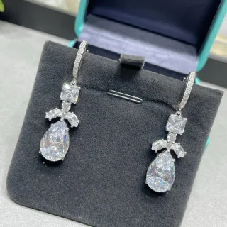 Silver-Tone Multi-Stone Teardrop Drop Earrings