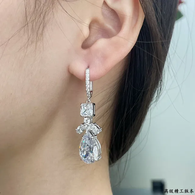 Silver-Tone Multi-Stone Teardrop Drop Earrings 9