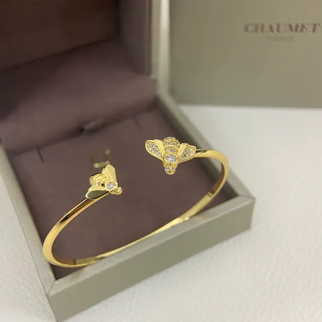 Silver-Tone Pavé Bee Motif Open Cuff Bracelet 5