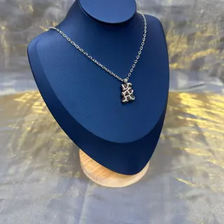 Silver-Tone Paved Bear Charm Necklace