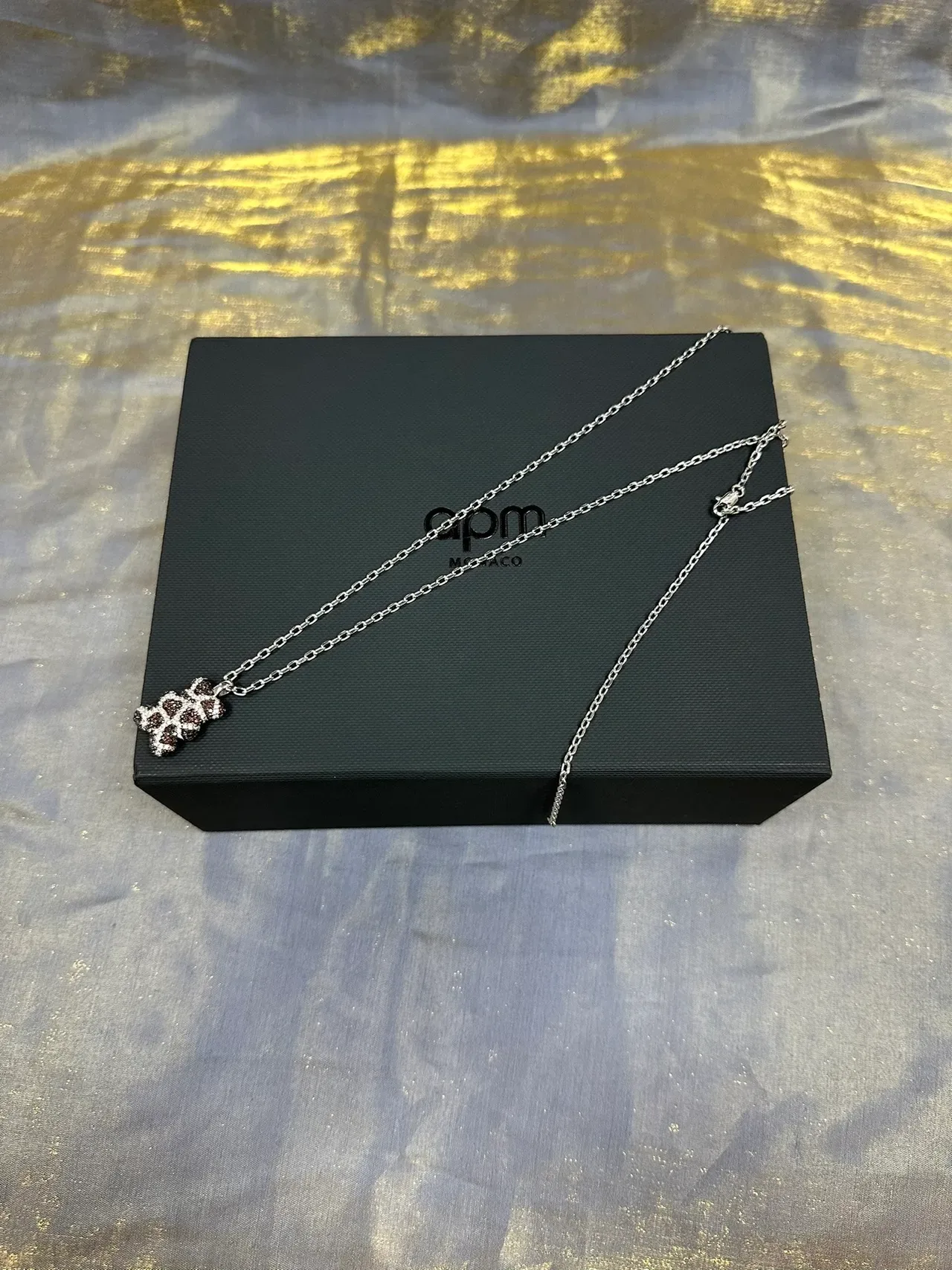 Silver-Tone Paved Bear Charm Necklace 5