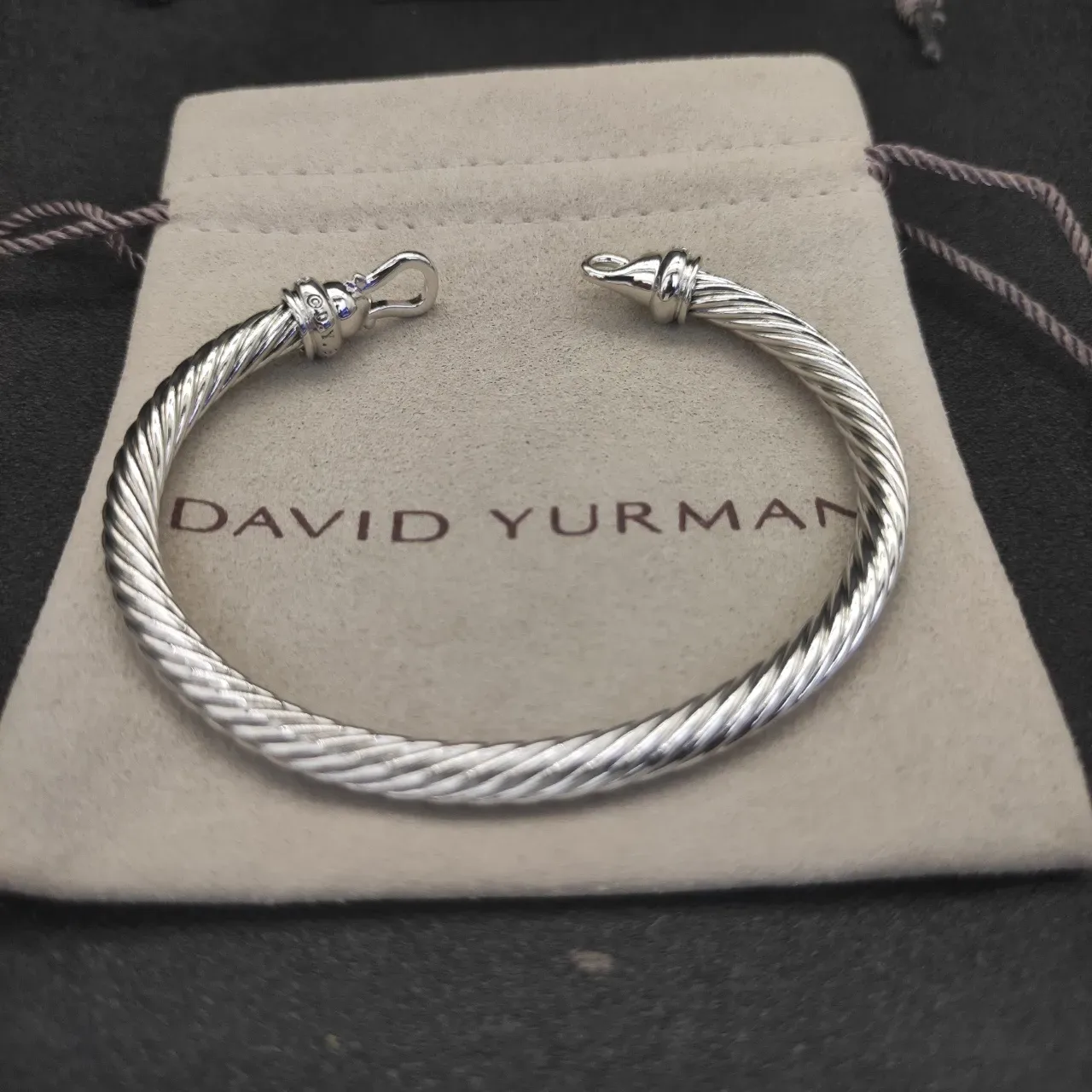 Silver Twisted Cable Hook-and-Eye Clasp Bracelet 6