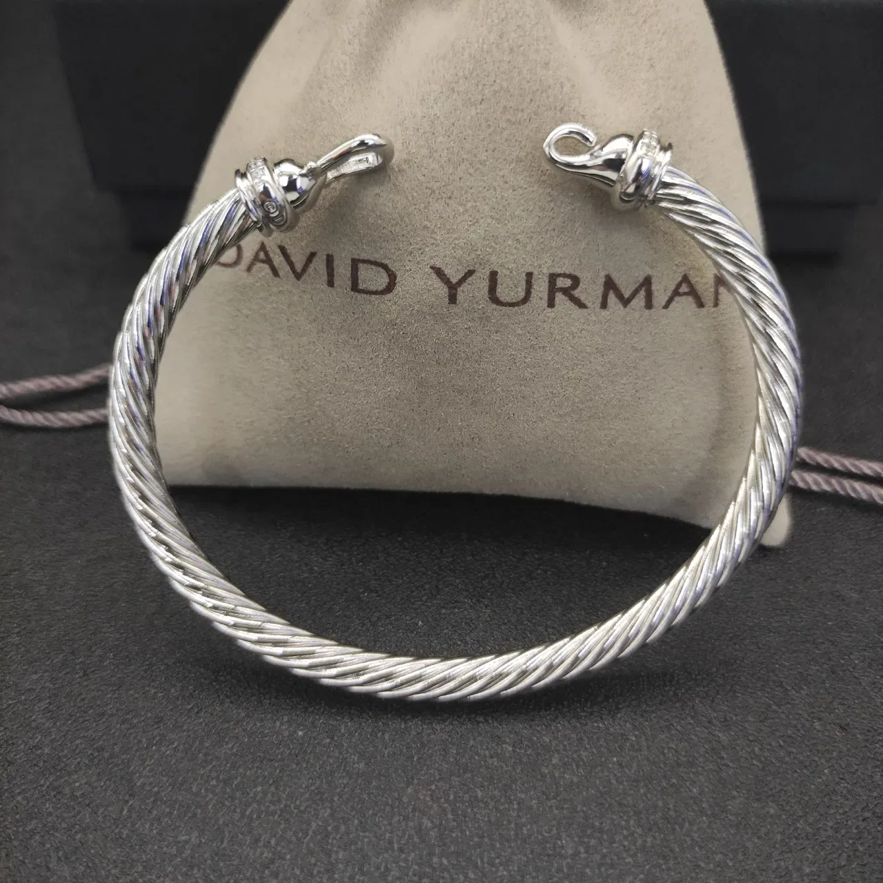 Silver Twisted Cable Hook-and-Eye Clasp Bracelet 8