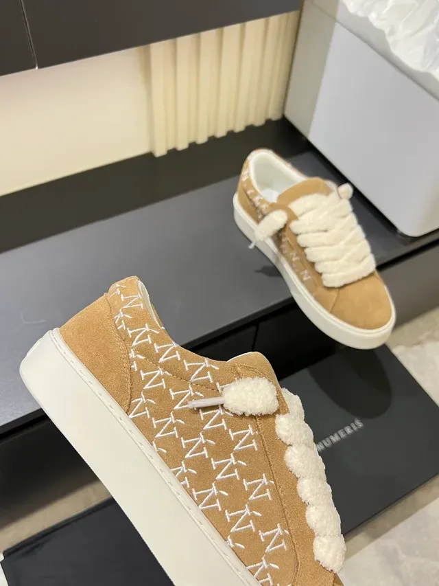 Tan Suede Monogram Plush Strap Lifestyle Sneakers 3
