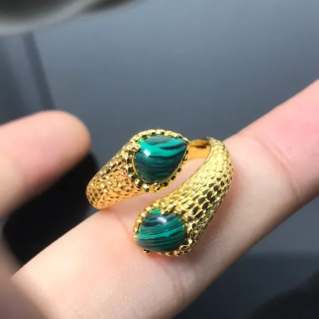 Textured Scale Band Cabochon Gemstone Rings 5