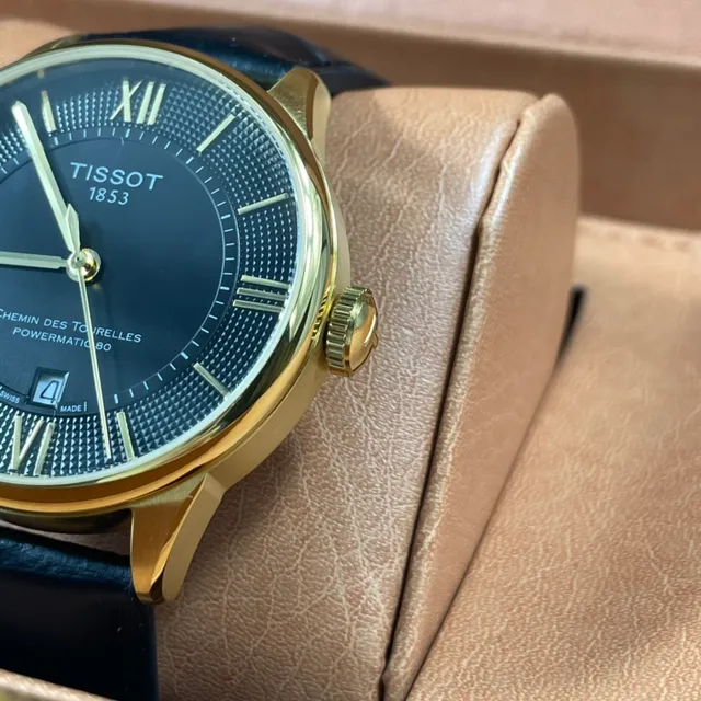 Tissot Chemin des Tourelles Powermatic 80 काला डायल सोने जैसा यांत्रिक घड़ी 2