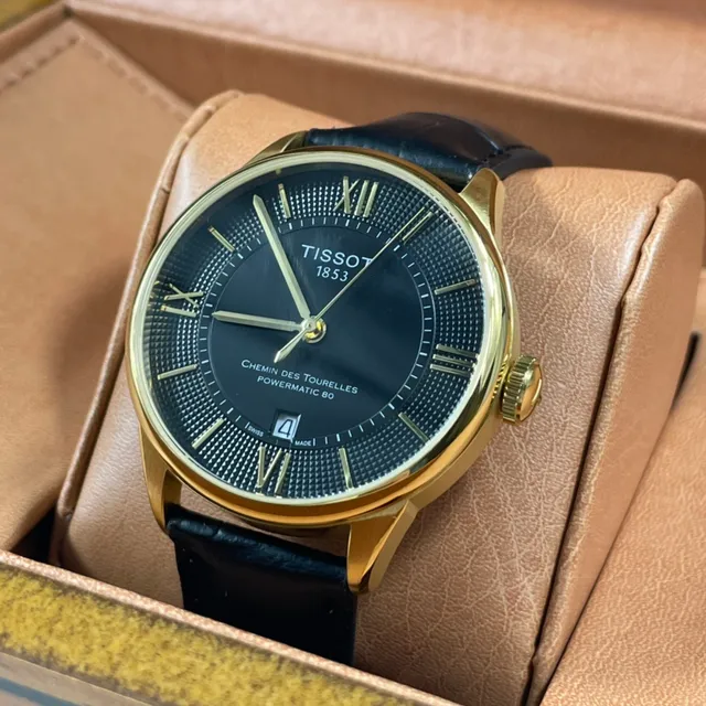 Tissot Chemin des Tourelles Powermatic 80 काला डायल सोने जैसा यांत्रिक घड़ी 3
