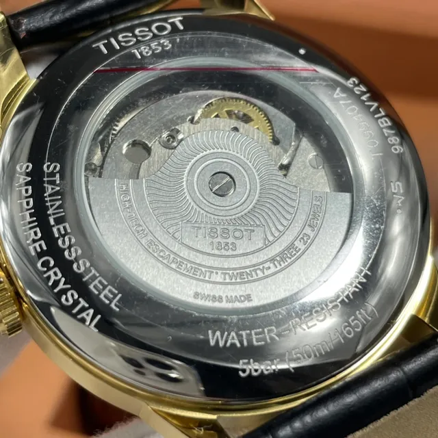 Tissot Chemin des Tourelles Powermatic 80 काला डायल सोने जैसा यांत्रिक घड़ी 4
