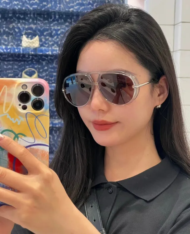 Transparent Brown Aviator Silhouette Frame Sunglasses 5