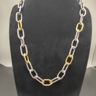 Two-Tone Twisted Rope Link Necklace