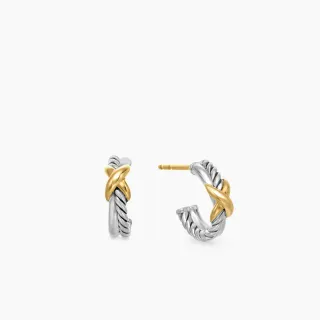 Aretes de aro con cuerda retorcida de dos tonos X-Accent