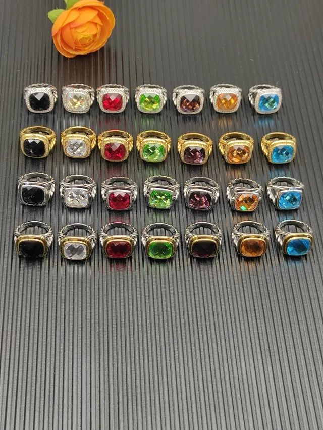 Two-Tone Twisted Wire Cushion-Cut Stone Rings 5