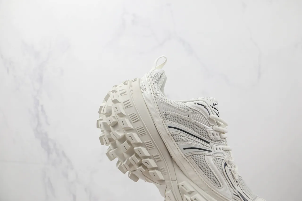White and Black Chunky Platform Lifestyle Sneakers 5