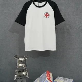 White and Black Raglan Sleeve Graphic T-Shirt