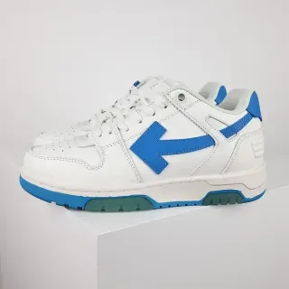 White and Blue Arrow-Logo Lifestyle Sneakers