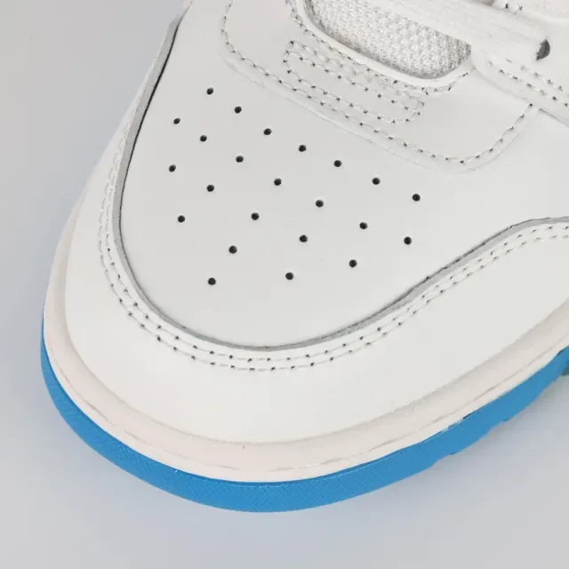 White and Blue Arrow-Logo Lifestyle Sneakers 5