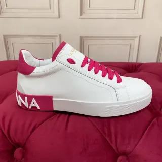 White and Pink Leather Low-Top Lifestyle Sneaker