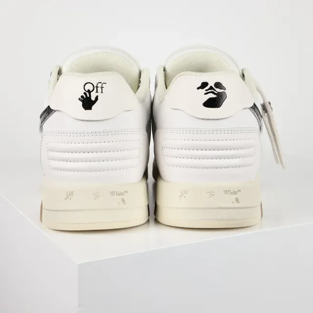 White Black Leather Upper Stitched Arrow Graphic Sneakers 8