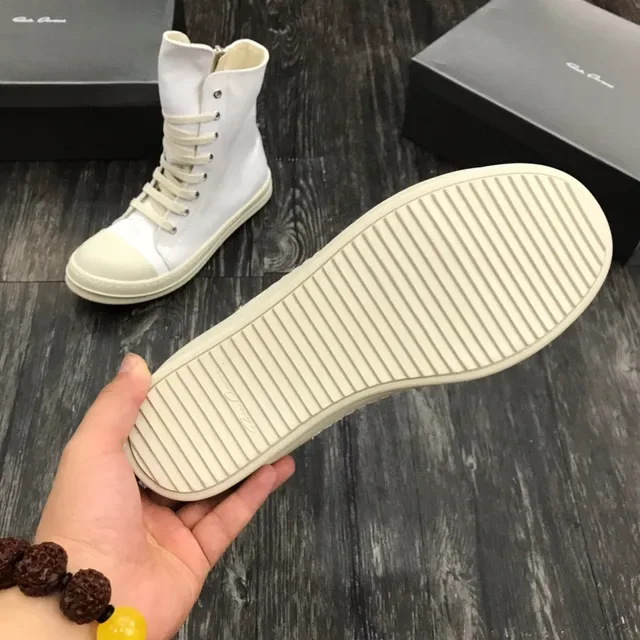 White Canvas High-Top Platform Lifestyle Sneakers 2